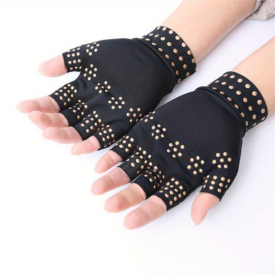 

[Half-finger Gloves] Anti-slip Magnetic 1Pair Compression Gloves | Wrist Brace & Fingerless Hand Care for Women & Men чорний