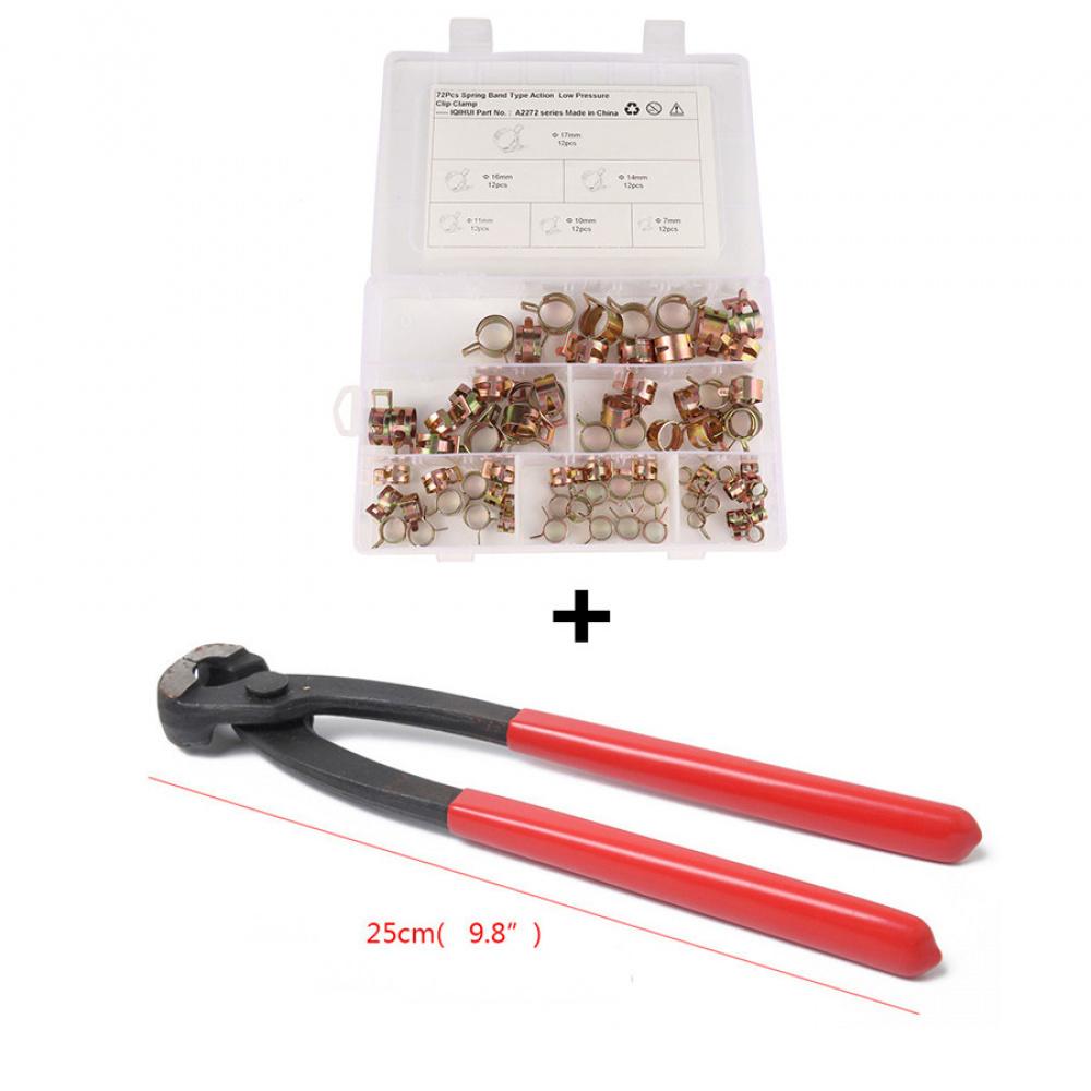 

72Pcs 7-17Mm Car Line Hose Clip Water Pipe Air Tube Clamp Fastener W/ Plier Tool