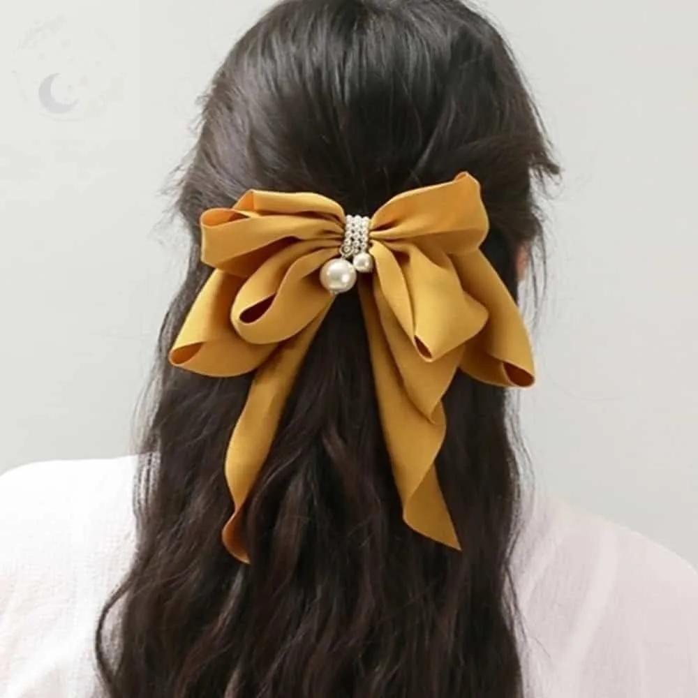 LUNAMAY Pretty Hairpin Lovely Look Butterfly Pearl Yellow Automatic Hairpin