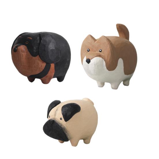 Kleine Holz-Hundefigur, Handgeschnitzte Welpenfigur, Rustikale Sammler-Tierstatue für Heim-Schreibtischdekoration, Geschenke für Hundeliebhaber