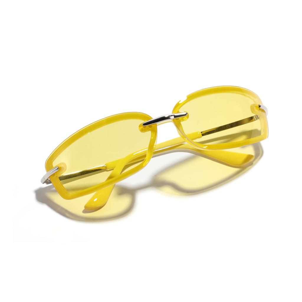 Glasses Square Candy Color Futuristic Sunglasses Women'S Semi-Metallic Dopamine Wearing Sunglasses