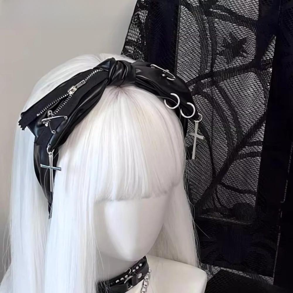 Dark Color Subculture Hair Band Zipper Pin Harajuku Hair Hoop Punk Hair Accessories