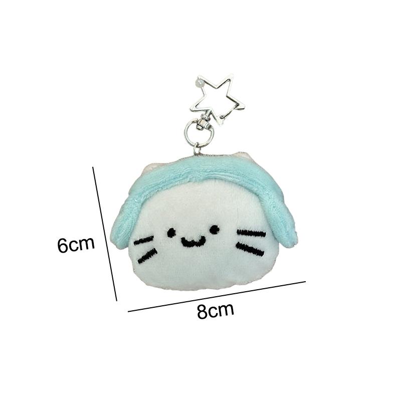 Cartoon Kopfhörer Katze Plüsch Schlüsselanhänger Niedliche Weiche Stofftiere Schlüsselring Rucksack Anhänger Dekoration Zubehör Paar Geburtstagsgeschenk