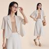 Women's High-End Black Summer Skirt Suit Set: Professional Petite Style Blazer for Commuting