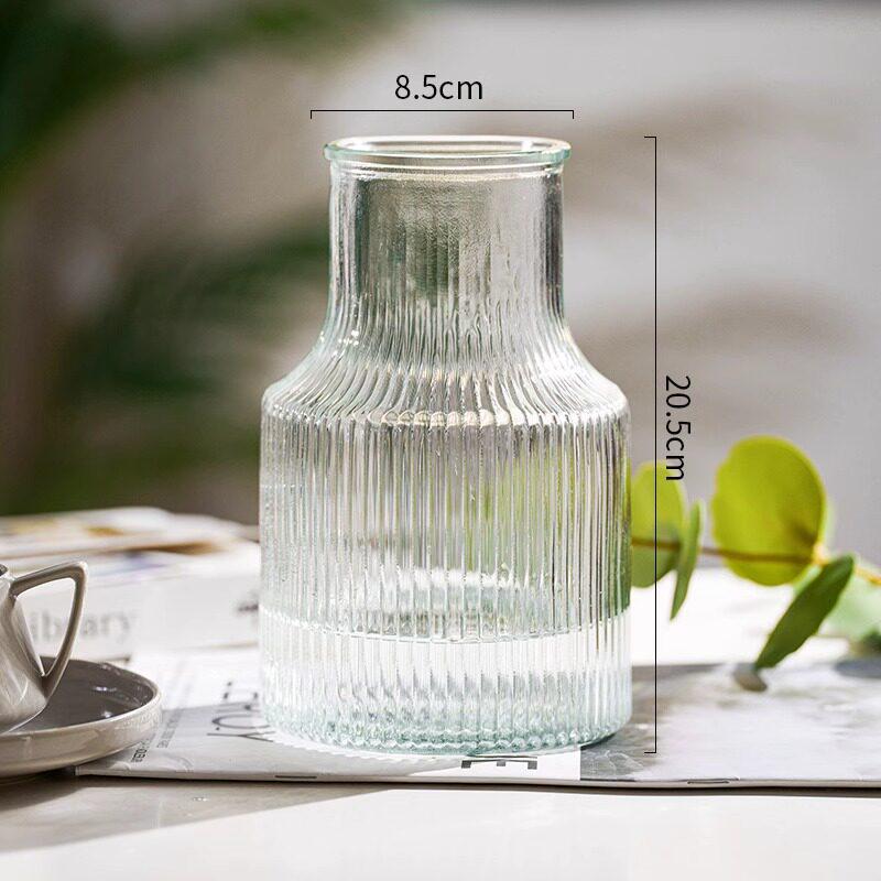 Nordic Glacier Glass Vase for Fresh Flowers, Large Transparent Hydroponic Flower Arrangement Decor for Living Room.