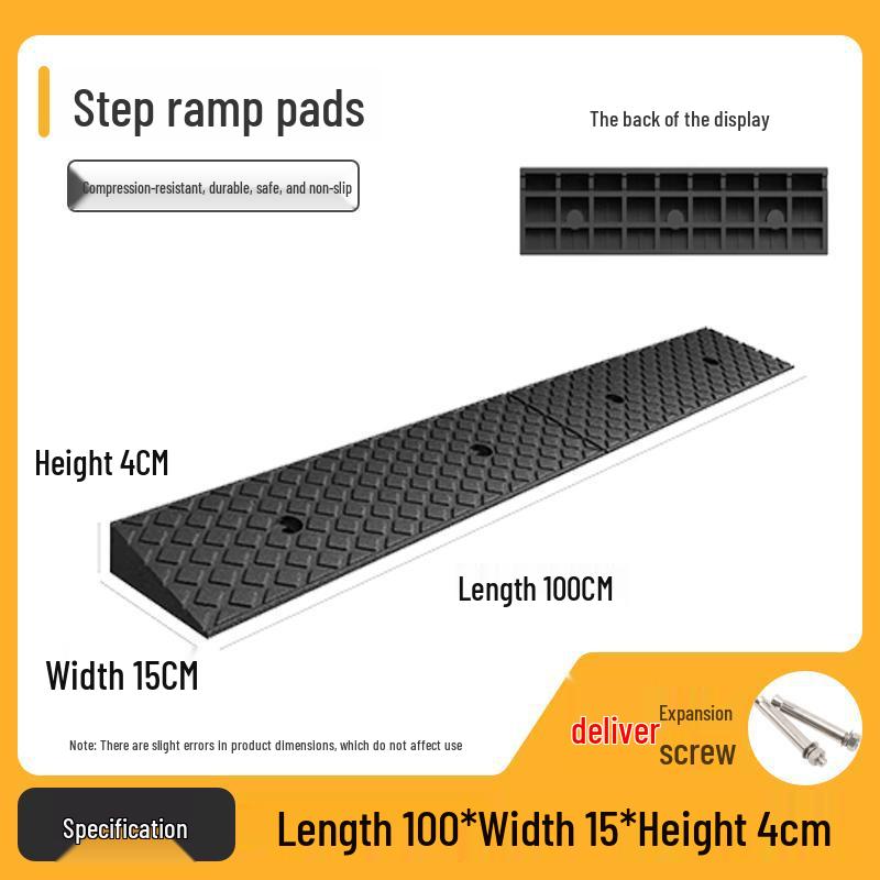 Rubber-Plastic Anti-Slip Speed Bump Curb Ramp Mat for Cars