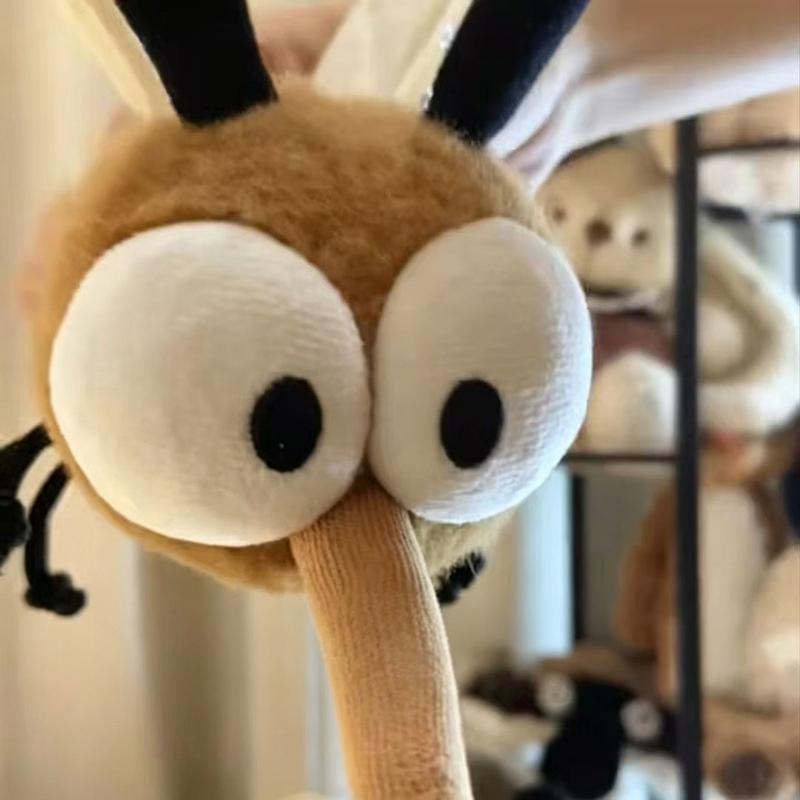Soft Funny Mosquito Plush Stuffed Toy 22cm Fluffy Cute Big Eyes Cartoon Doll for Children Holiday Gift Nursery Ornament