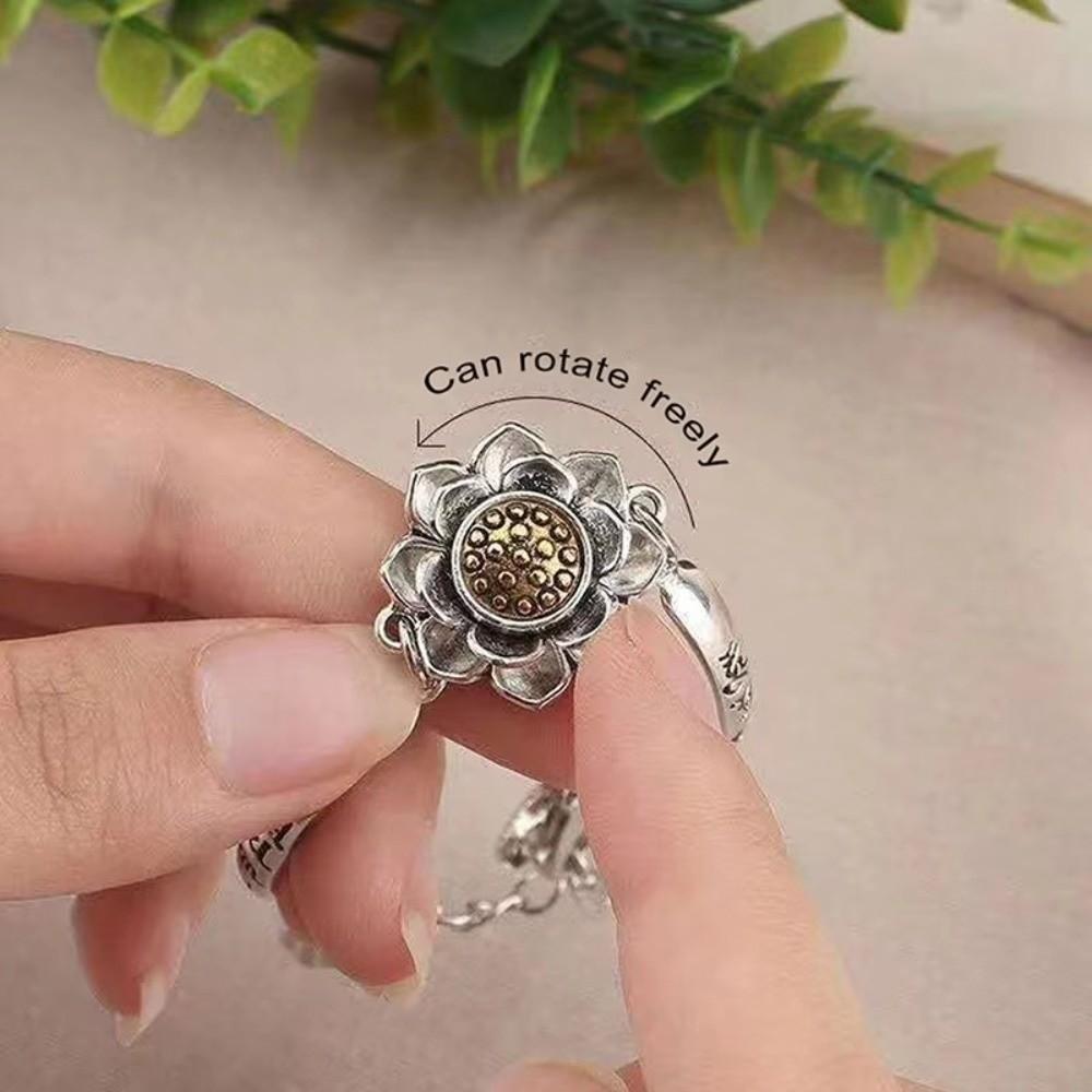 Chinese Style Lotus Bracelet Rotatable Hand Chain Simple Lotus Leaf Bracelet Jewelry Accessories