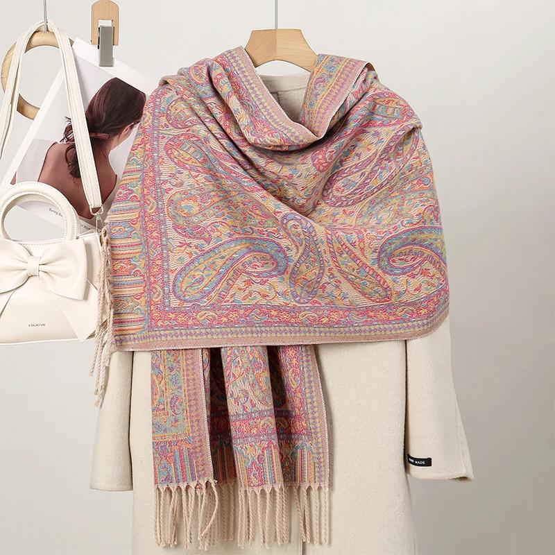 New Shawl Warm Winter Scarf Hijab Women Print Paisley Cashmere Pashmina Thick Wrap Head Neck Foulard Luxury  Blanket Echarpe