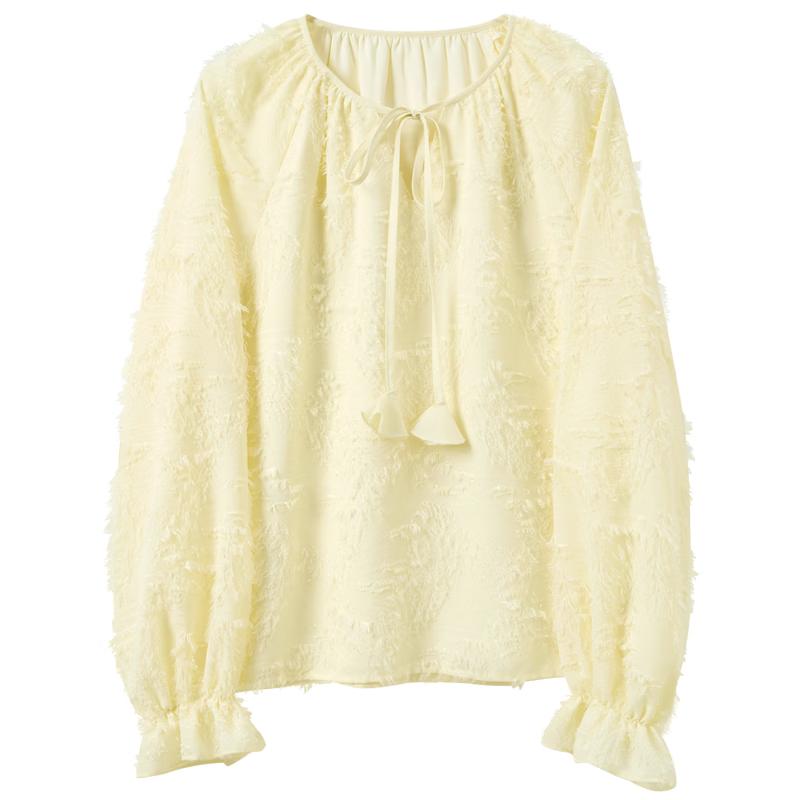 Sancai Women s V-Neck Long-Sleeve Cut-Flower Blouse L