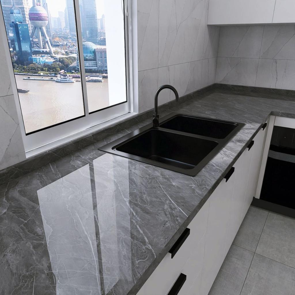 Waterproof wallpaper self-adhesive marble decorative film cabinet wardrobe door desktop furniture renovation wall stickers