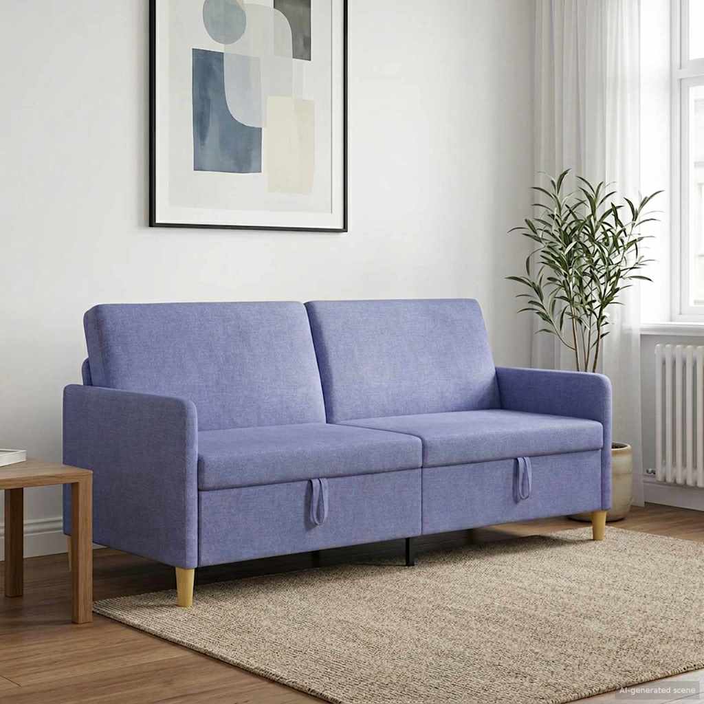 Storage Sofa in Jeans Blue 192 x 78 x 87 cm Polyester