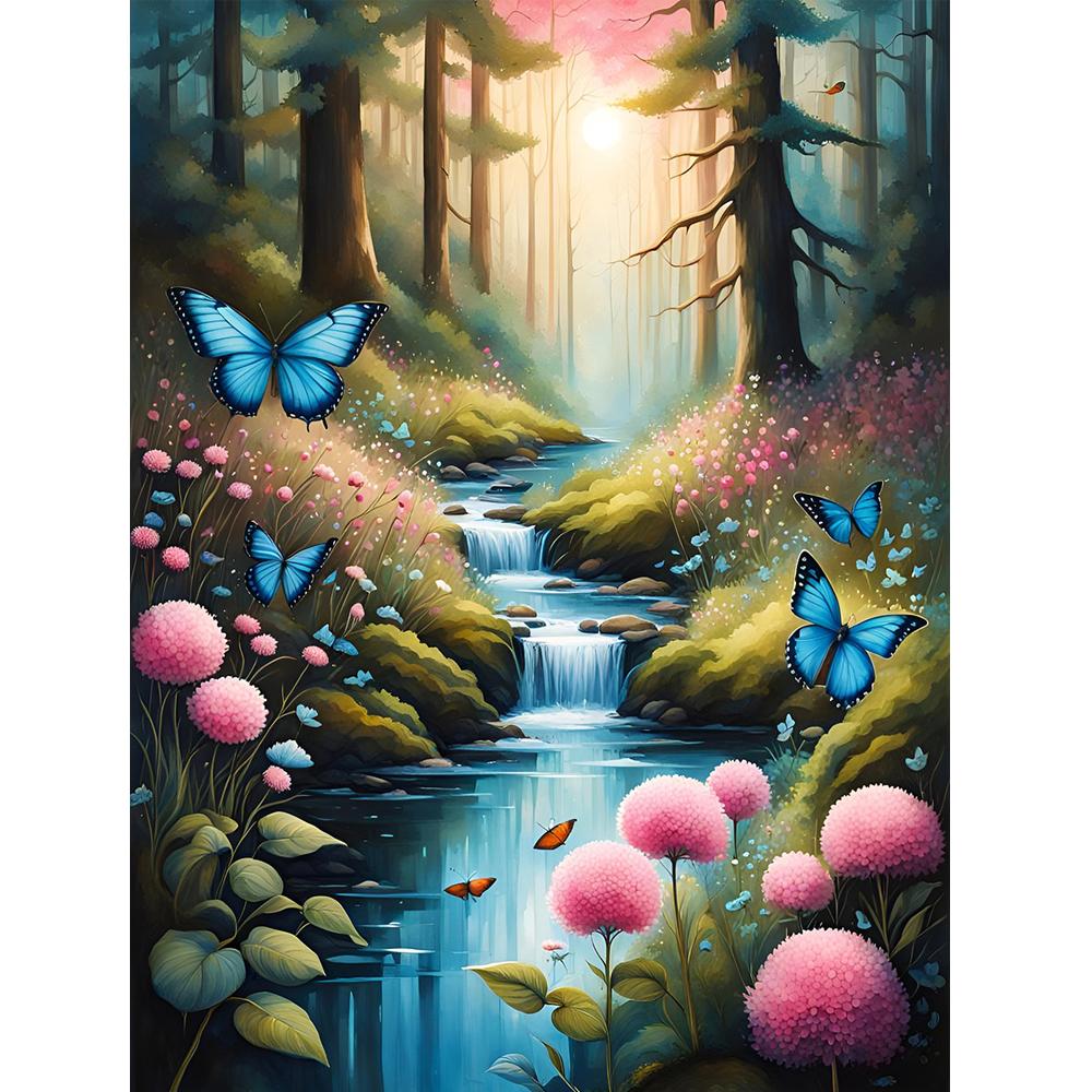 5D Diy Алмазная вышивка Красивые цветы и бабочки Алмазная картина Рукоделие Вышивка крестиком Домашний декор j3637 round 40x30cm серый