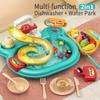 Lavello giocattolo multifunzione per bambini piccoli 2 in 1, giocattoli da cucina, lavastoviglie elettrica con acqua corrente, finta