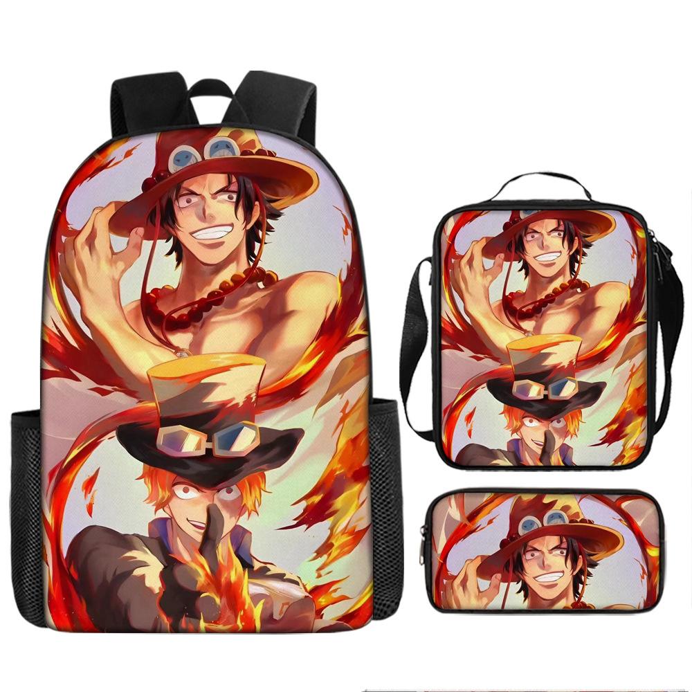 Animation ONE PIECE schoolbag three-piece play peripheral backpack large capacity middle school student outdoor campus computer bag