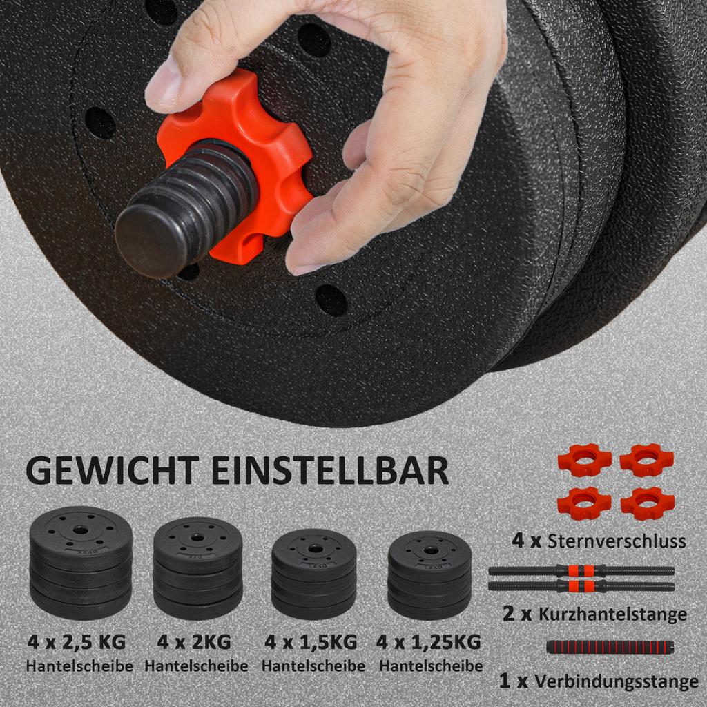 2 in 1 Dumbbell Set 30 kg Adjustable Dumbbell & Barbell Professional Dumbbell Strength Training Black