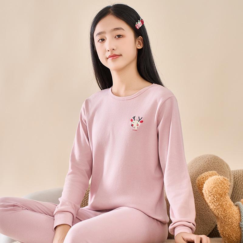 Kids' Autumn Cotton Flannel Pajama Set - Warm Long Johns and Base Layer for Boys and Girls