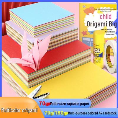 Square Colored Children's Origami Paper Cranes & Christmas Tree Craft Pack