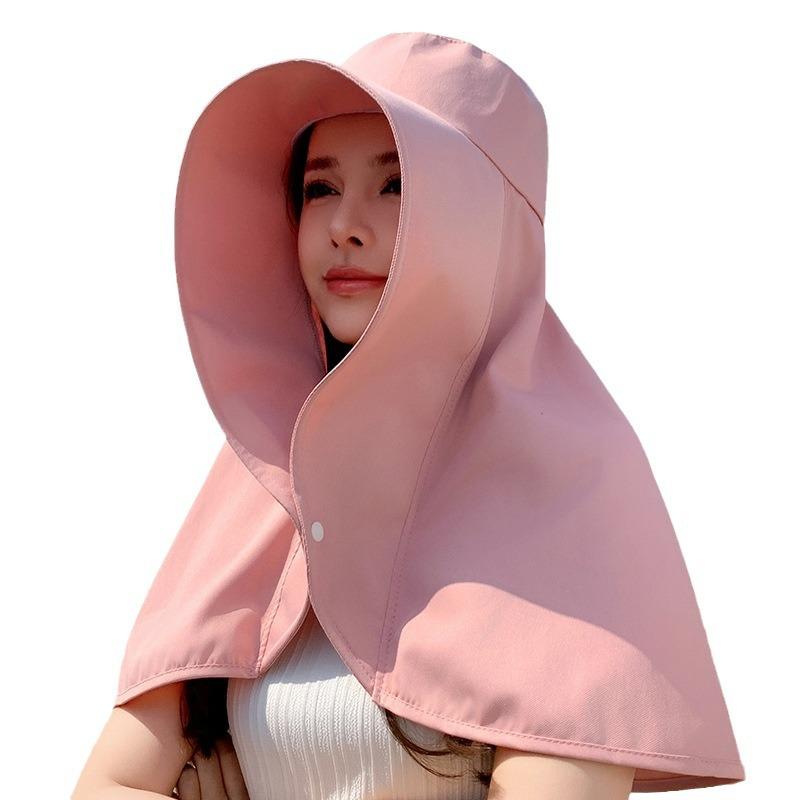 Full face sunscreen shoulder and neck hat integrated women's summer new large shawl sun hat cycling outdoor sun hat tide