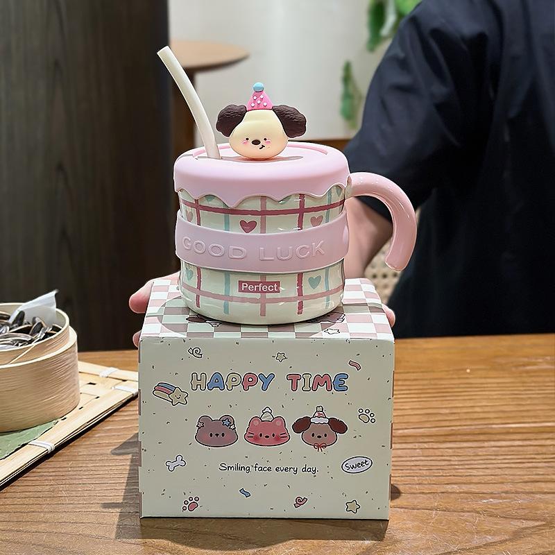 

Cute Cartoon Puppy Ceramic Mug Sippy Cup Funny Coffee Cups Original Mugs Personalized Gift Drinkware Cup for Tea Christmas Beer 380ML