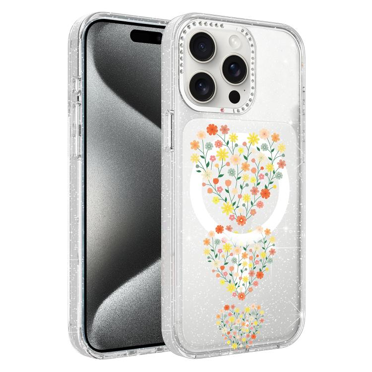 Flower Pattern IMD Glitter Magnetic Phone Case
