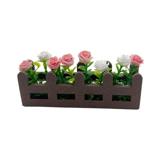 Miniatur Blumen Zaun Pflanzkasten Mini Hochbeet Figure Modell 1/12 Maßstab Puppenhaus Feengarten Dekoration Zubehör