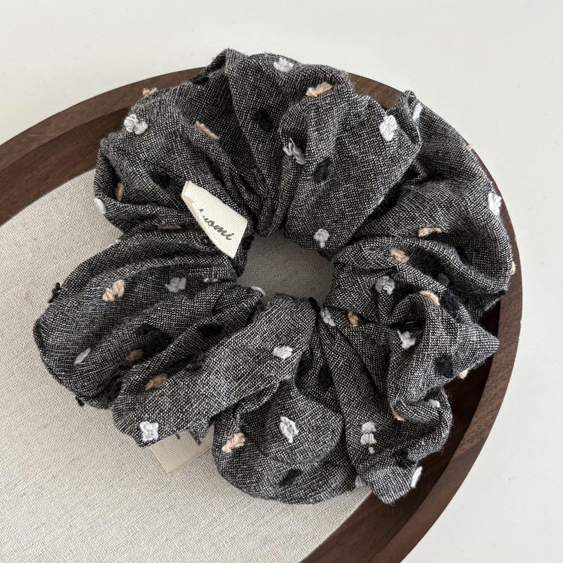 Korean Style High-End 3D Jacquard Polka Dot Scrunchie черный серый