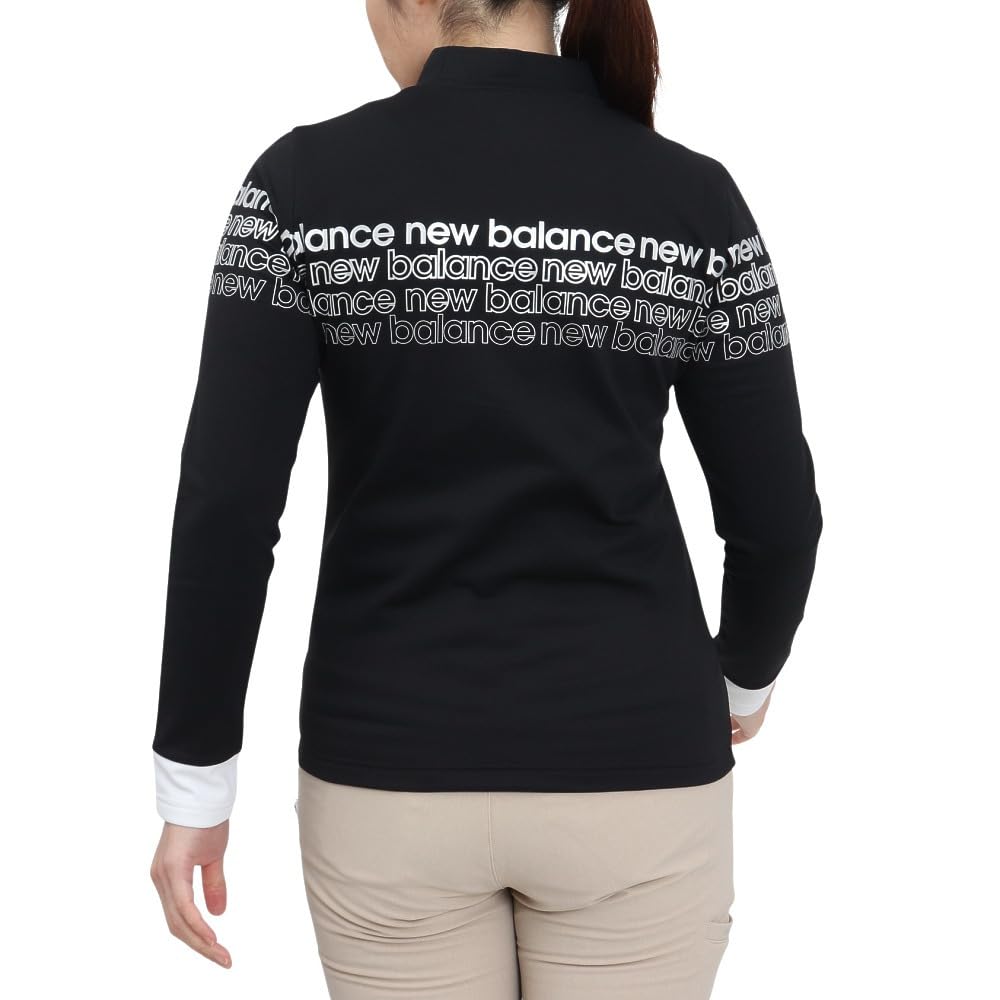 New Balance Long Sleeve Mock Neck Golf Shirt Size 2 Black Women's (Stretchable, Light-Absorbing, Heat-Generating) - (L) - (012-4267504)