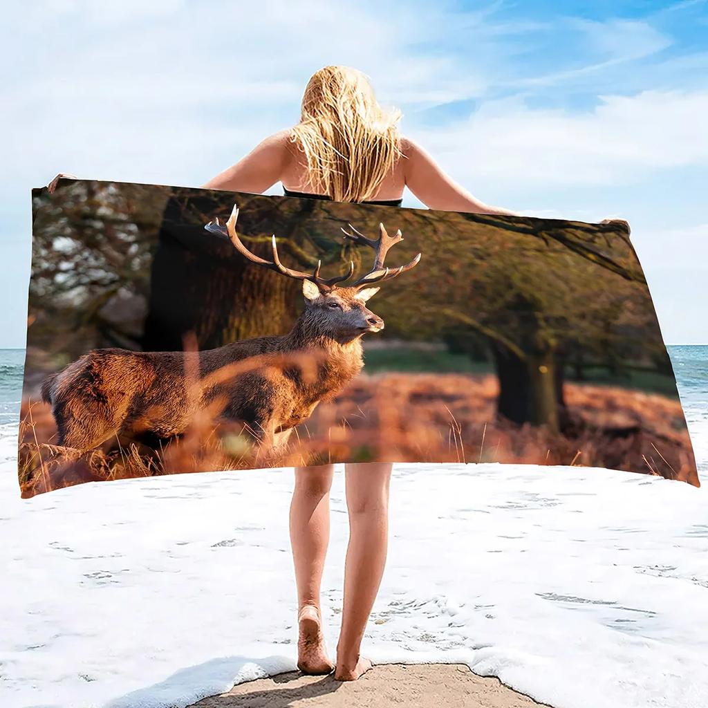 Sika Deer Ultra-Fine Fiber Beach Towel, Super Large Soft Beach Blanket, Absorbent Quick Drying Bath Towel, Swimming Pool Towel