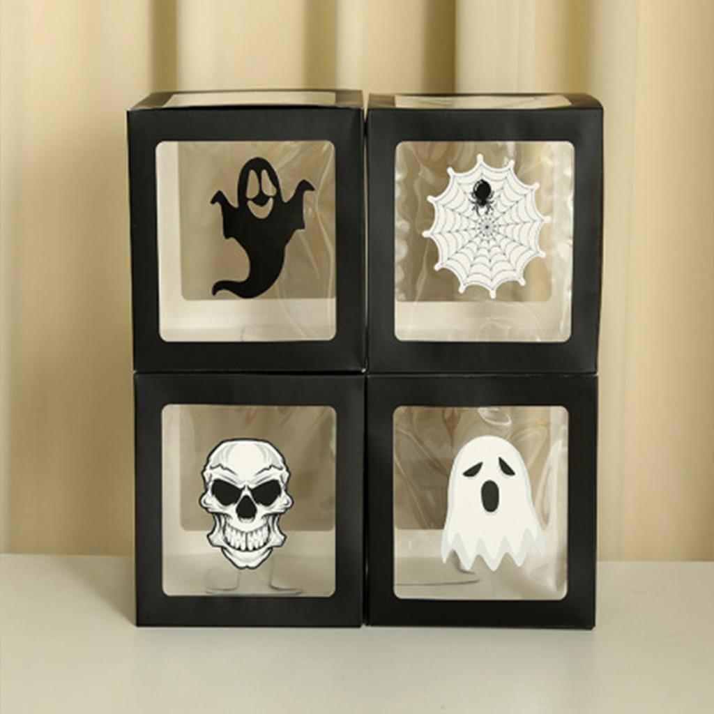 Halloween Box Decoration Transparent Box, Birthday Party Decoration Includes 4 Box