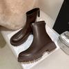 New platform Martin boots short boots women's British style heightening thin boots fleece boots rear zipper thick heel women's boots