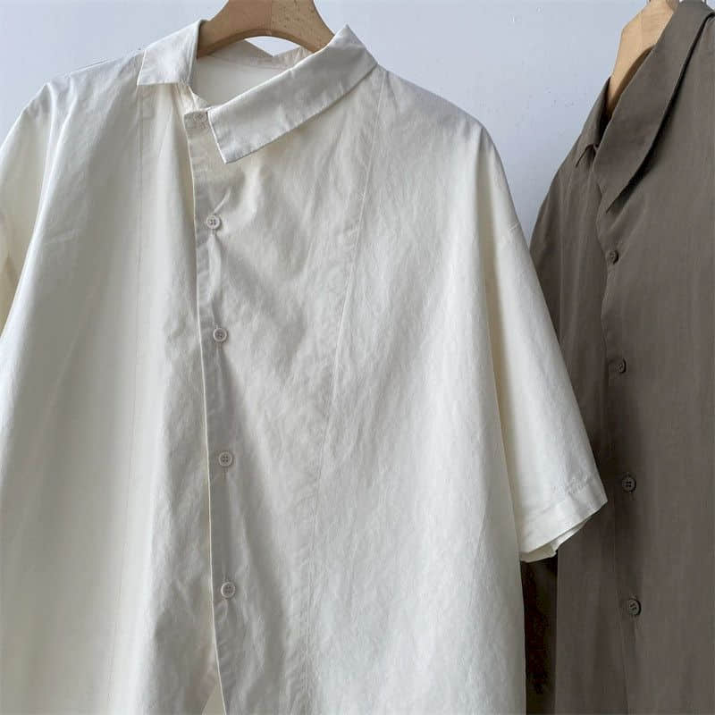 Shirts Women Vintage Short Sleeve Polo Neck Casual Summer Single Breasted Korean Style One Piece Blouse Women