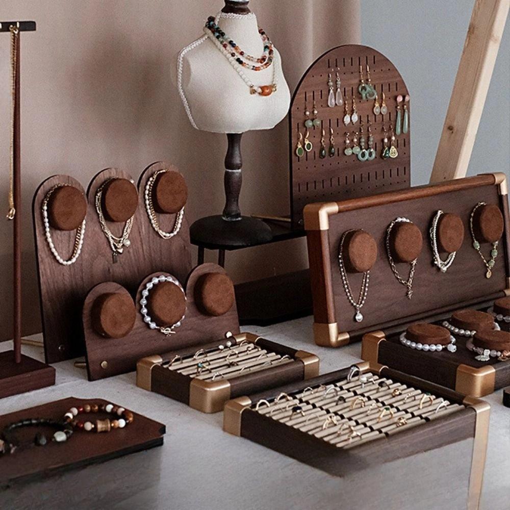 Organizer Jewelry Display Stand Walnut Wood Bracelet Display Rack Durable Hand Jewelry Holder  Gift