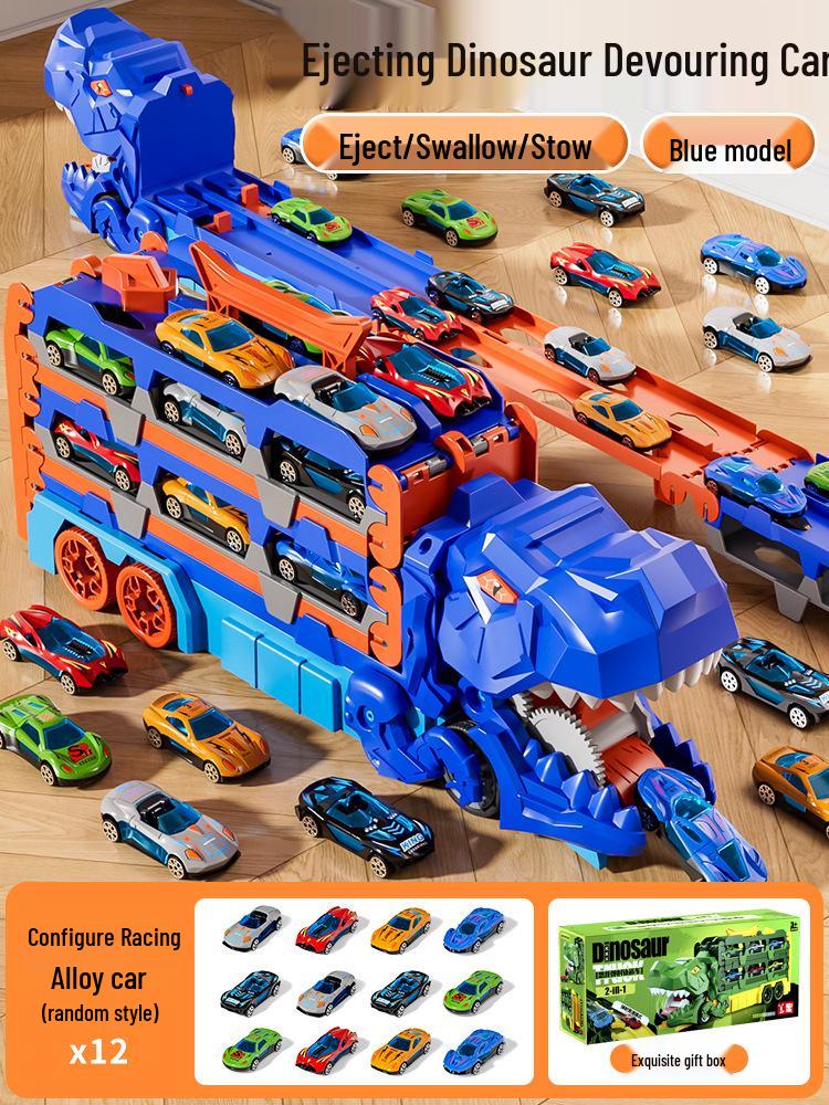 3-in-1 Transforming Dinosaur Toy Car Set for Kids Aged 3-5 with Mini Car Storage