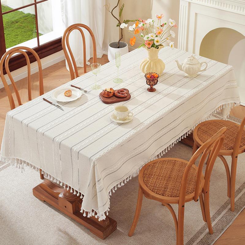 Popular Household Dining Table Tablecloth Decoration Imitation Cotton And Linen Coffee Table Towel Square Hollow Embroidered Tablecloth
