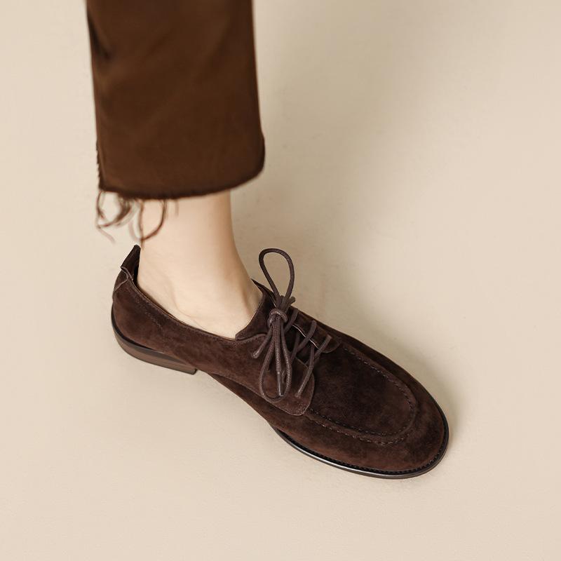 Strong promotion~ Retro loafers, lace-up deep-mouth flat-soled single shoes, women's British-style small leather shoes