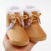 Baby Girl Booties with Bow Plush Non-Slip Sole First Walkers Warm Color-Block Shoes for Infant 0-12 Months