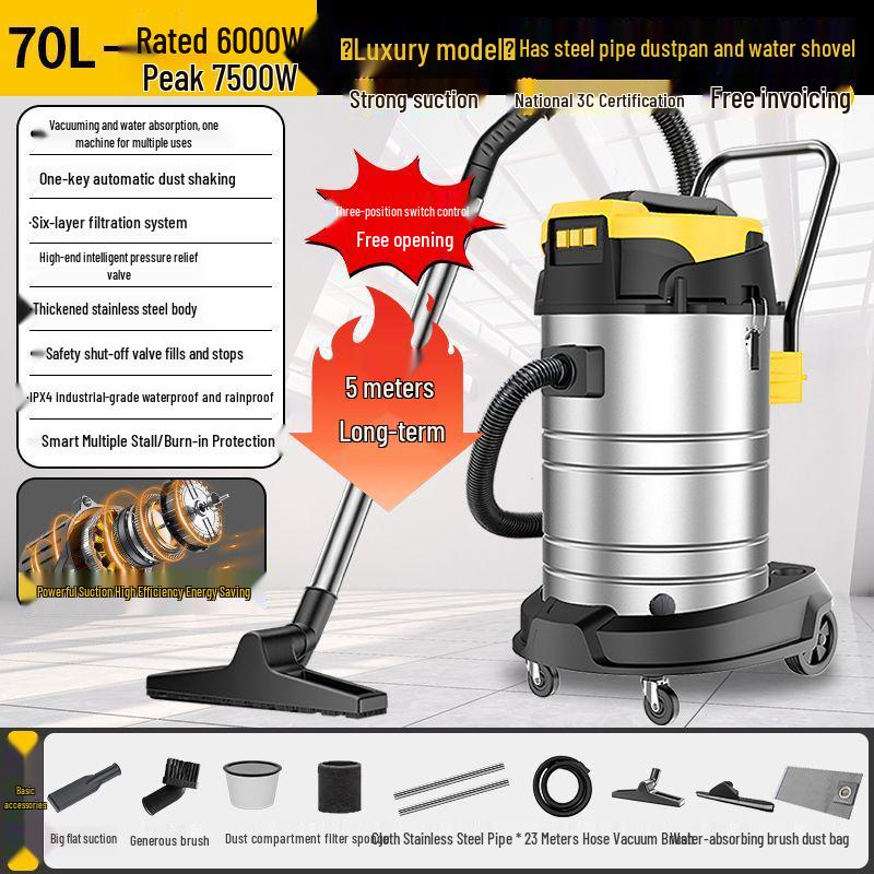 High-Power Industrial Vacuum Cleaner for Home, Car, Commercial Carpet, and Grout Cleaning