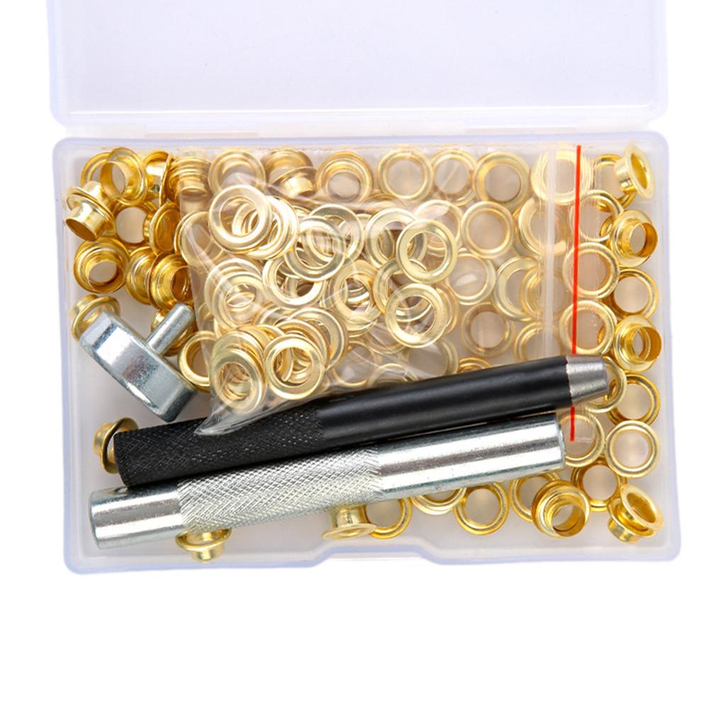 100Pcs 6mm/8mm/10mm Metal Grommets Kits Eyelet Punch Set Metal Eyelets and Grommet Sets for Leathers/Fabric/Belt/Shoes