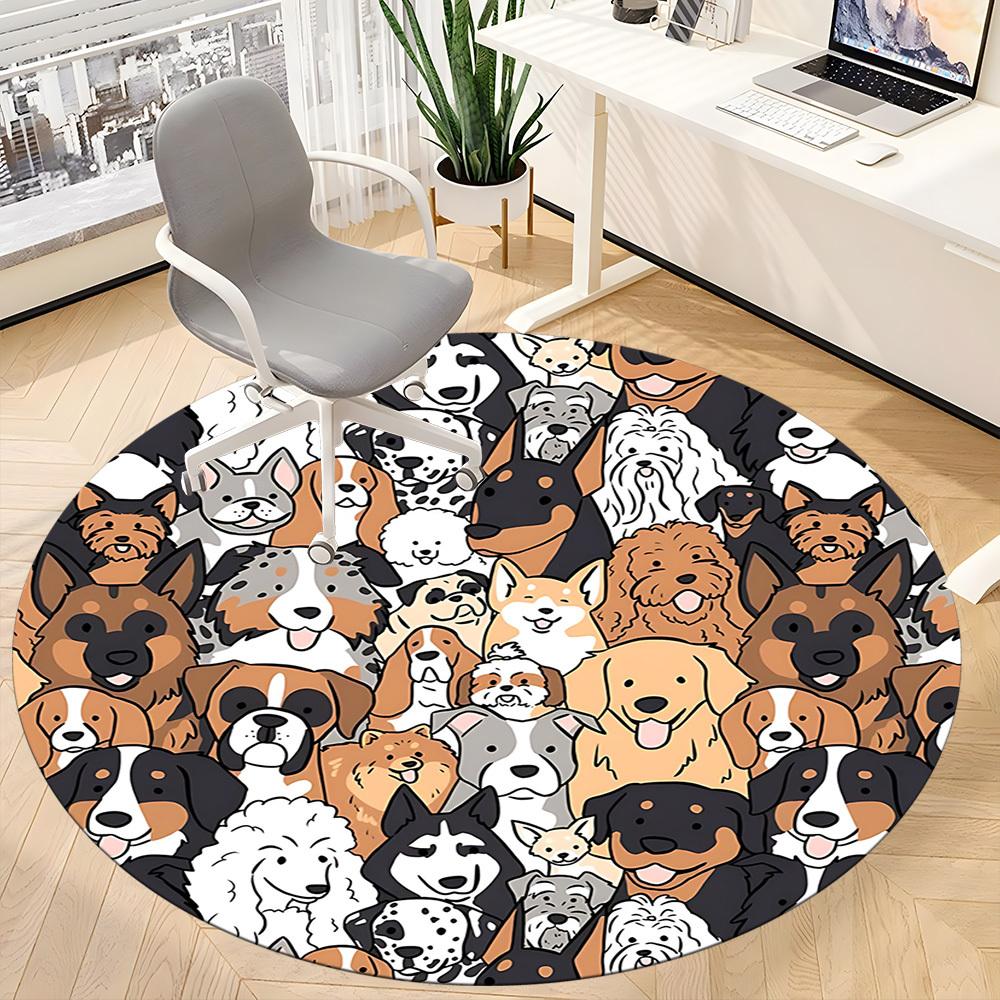 1 Stück Hunde Haustiere Büro Runder Teppich, Indoor-Matte Geeignet Für Büro, Unter Bürostühlen Schlafzimmer Wohnzimmer Heimdeko, Zimmer Deko