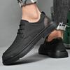 Fashion Men Leather Casual Shoes High Quality Minimalist Style Lace-up Walking Shoes Non-Slip Wear-Resistant Men's Office Dress Shoes