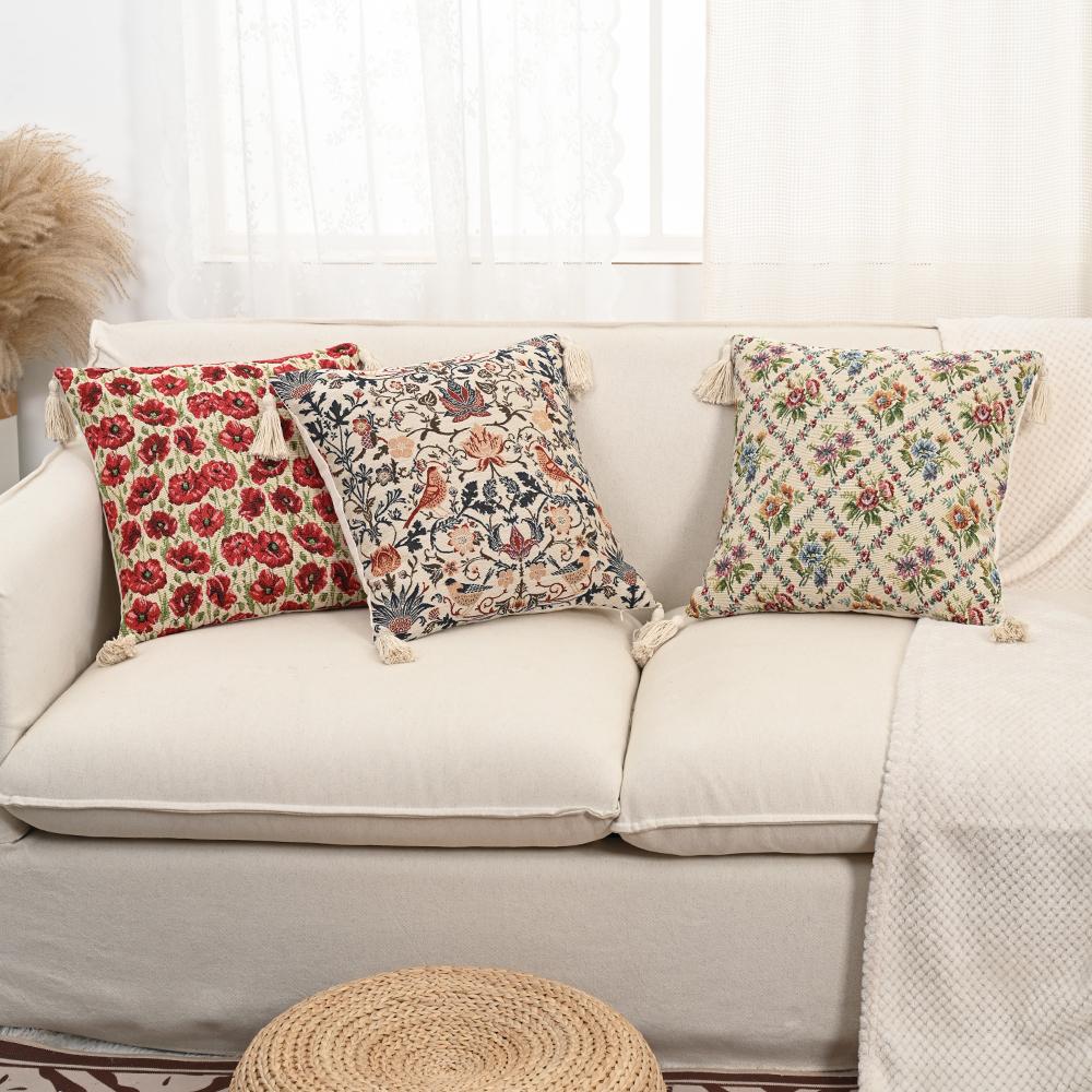BUYNOW 1PC Jacquard Floral Pillowcase AmericanPastoral Retro Palace Style Living Room Cushion Cover Home Party Bedroom Car Decor