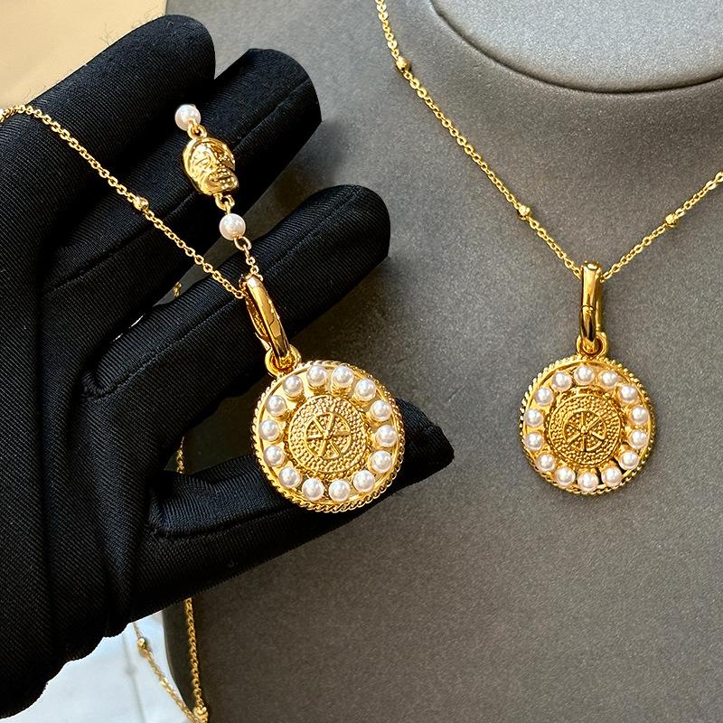 Natural freshwater pearl gold pendant sweater necklace women s real gold electroplating accessories wholesale