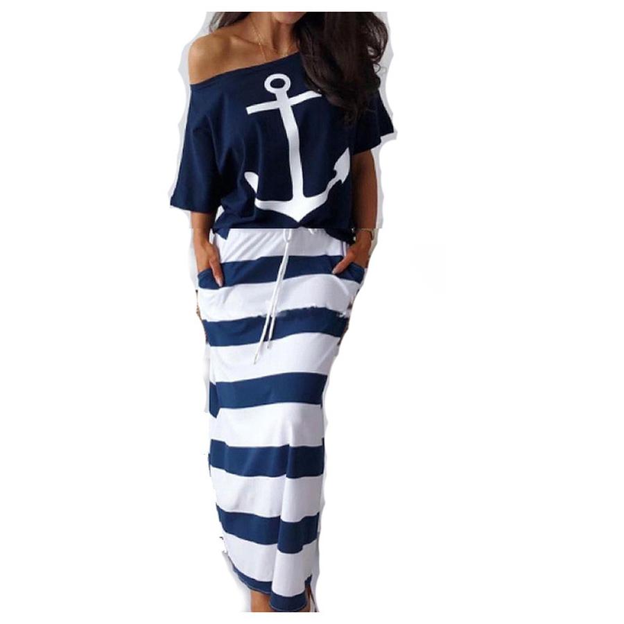 

Women s Fashion Spring Summer New Loose Casual Slim Fit Printed Short Sleeve T-Shirt and Skirt Set for Women 5XL ціан
