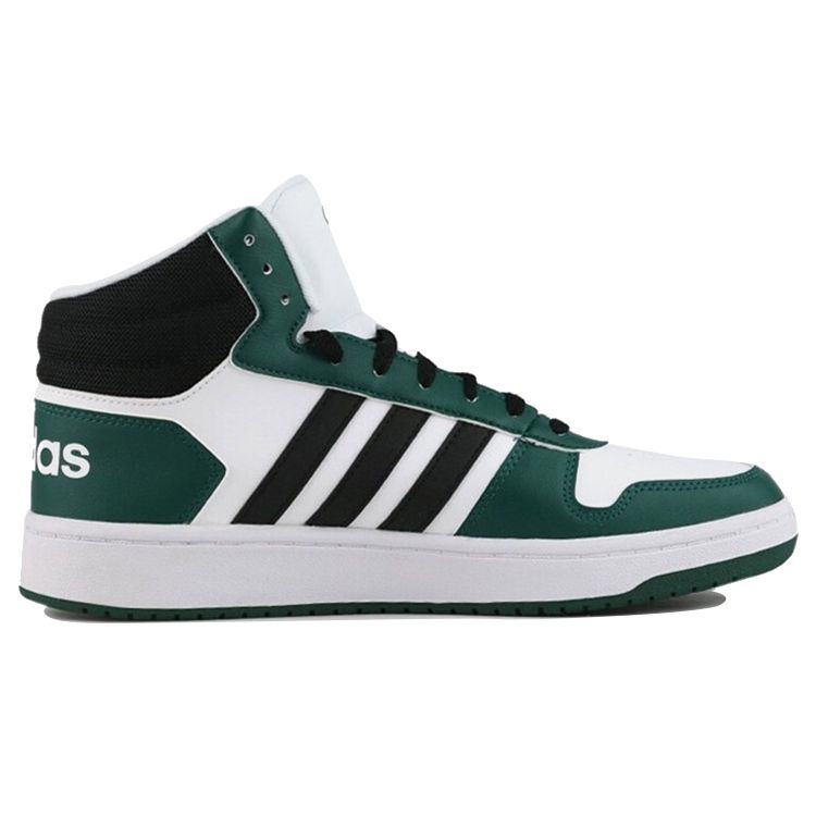 Adidas Neo Hoops 2.0 Mid Retro Basketball Shoes Men Sneakers Black Green FW5995