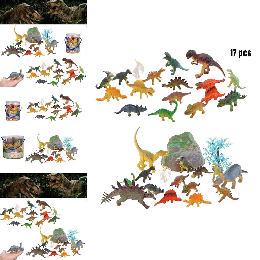 Dinosaur Model Toy Set Jurassic Plastic Tyrannosaurus Rex 17 Pieces Included!
