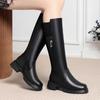 Fashion Women's High Boots Winter 2025 New Genuine Leather With Wool Warm Large Size Non-Slip Women's Snow Boots