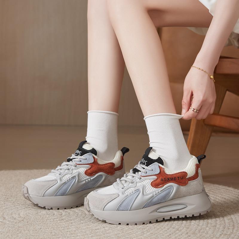 2026 Spring Summer Fashion Sneakers Women Mesh Shoes Thick Sole 5cm Soft Comfort Brand Ladies Yellow Shoes for Daily Wear