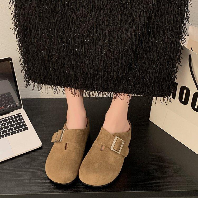 [Yushilai] Japanese retro thick-soled half-slippers for women's 2025 spring new fashionable soft-soled comfortable pedal