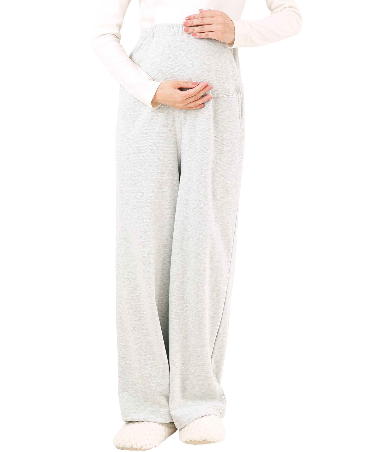 

Nishiki Maternity Зимние брюки для отдыха с эластичной талией, Теплые, на флисовой подкладке, С регулировкой, Эластичные, Широкие штанины (Серый 2/ML/72622)